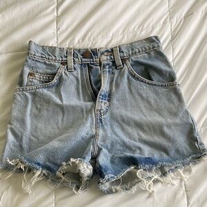 Levi's Light Blue Frayed Jean Shorts